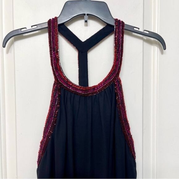 New Jewel Badgley Mischka Trapeze Dress with Beaded Trim in Black Size 8 - Picture 7 of 12